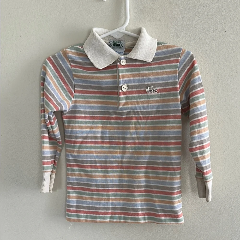 VINTAGE Lacoste Kids Striped Polo Shirt - Multicolor - Picture 1 of 6